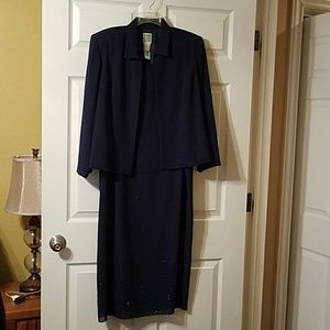 Beaded navy blue dress with matching sequin detail